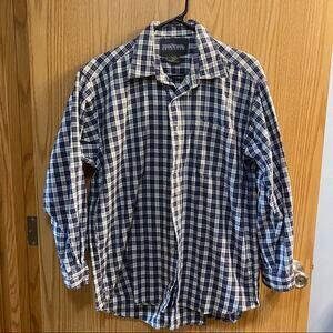 Blue Stream Outdoors Button Down Blue Plaid Shirt Men's Size Large Long Sleeves
